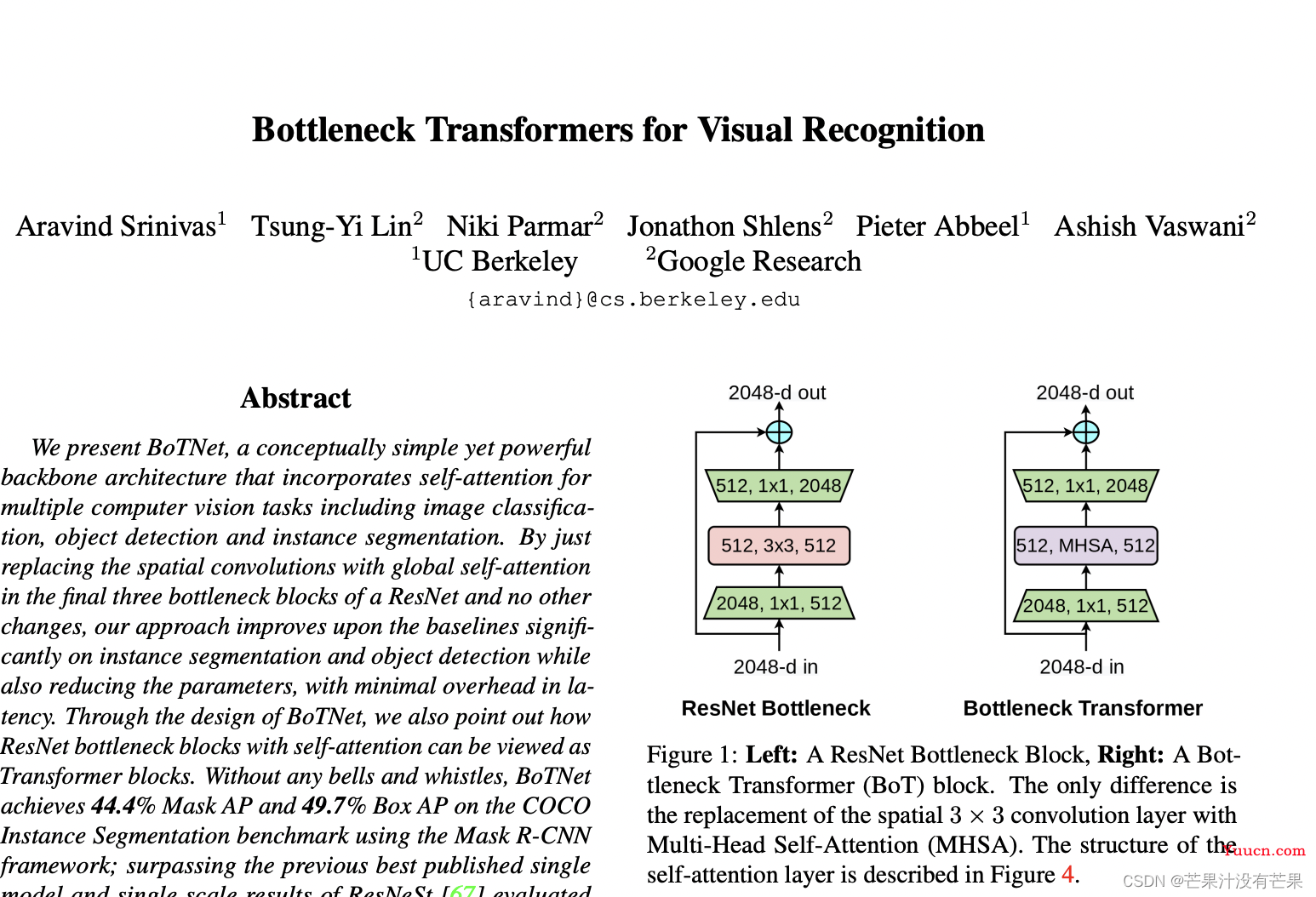 改进YOLOv5系列：9.BoTNet Transformer结构的修改