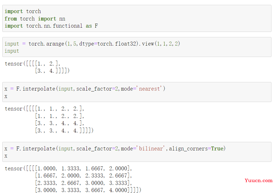 torch.nn.functional.interpolate()函数详解