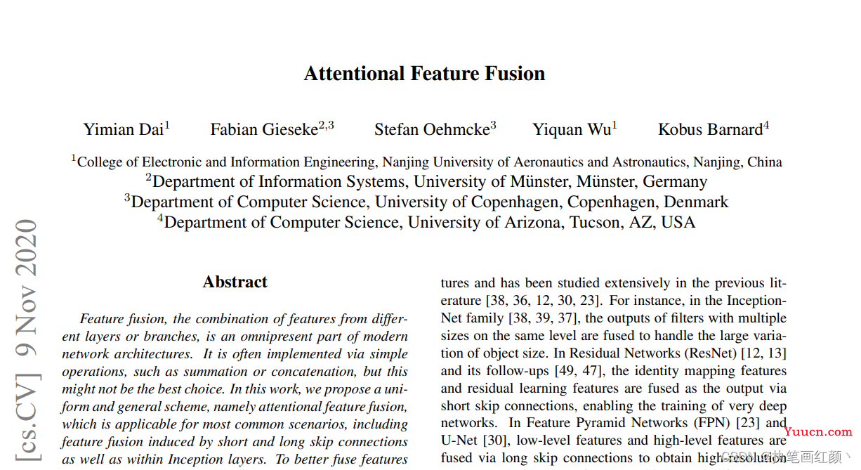 Attentional Feature Fusion 注意力特征融合