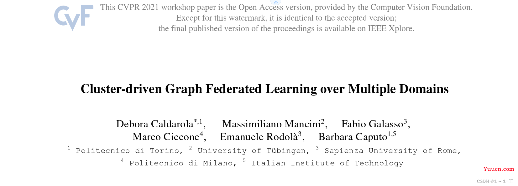 【论文导读】- Cluster-driven Graph Federated Learning over Multiple Domains（聚类驱动的图联邦学习）