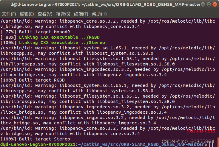 使用D435i相机跑ORB-SLAM2_RGBD_DENSE_MAP-master稠密建图编译（实时彩色点云地图加回环+保存点云地图）